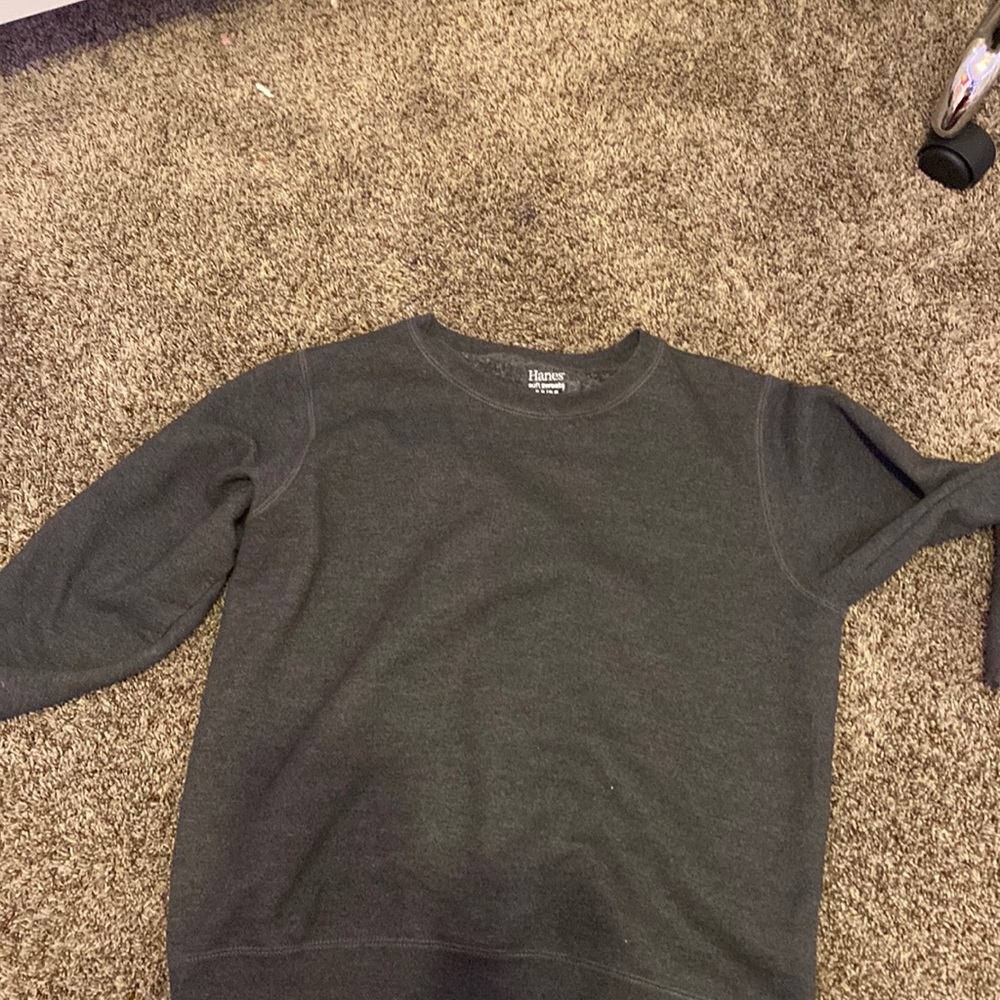 Grey crew neck , tiniest little stain( haven’t tried getting out yet)